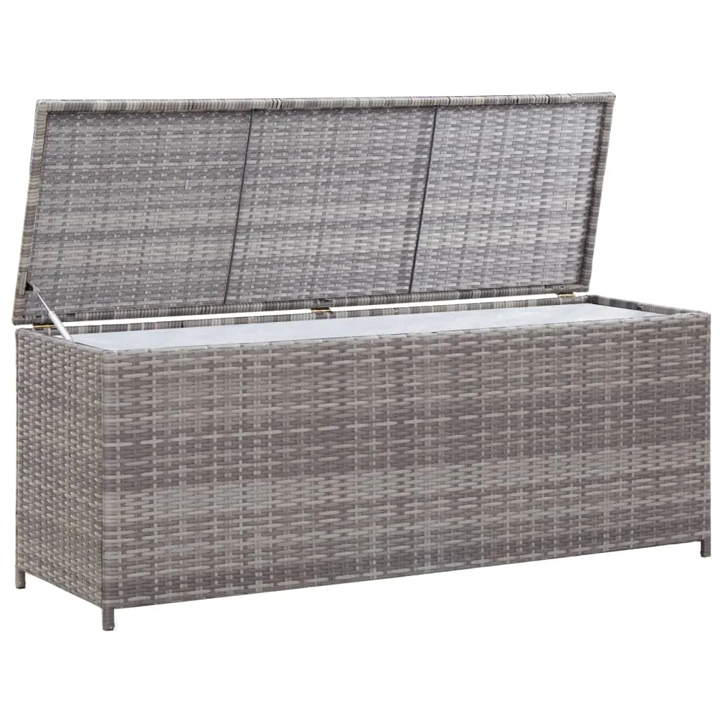 Garden Storage Box Poly Rattan Container Home Organizer Gray/Brown