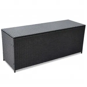Garden Storage Box Poly Rattan Container Home Organizer Gray/Brown