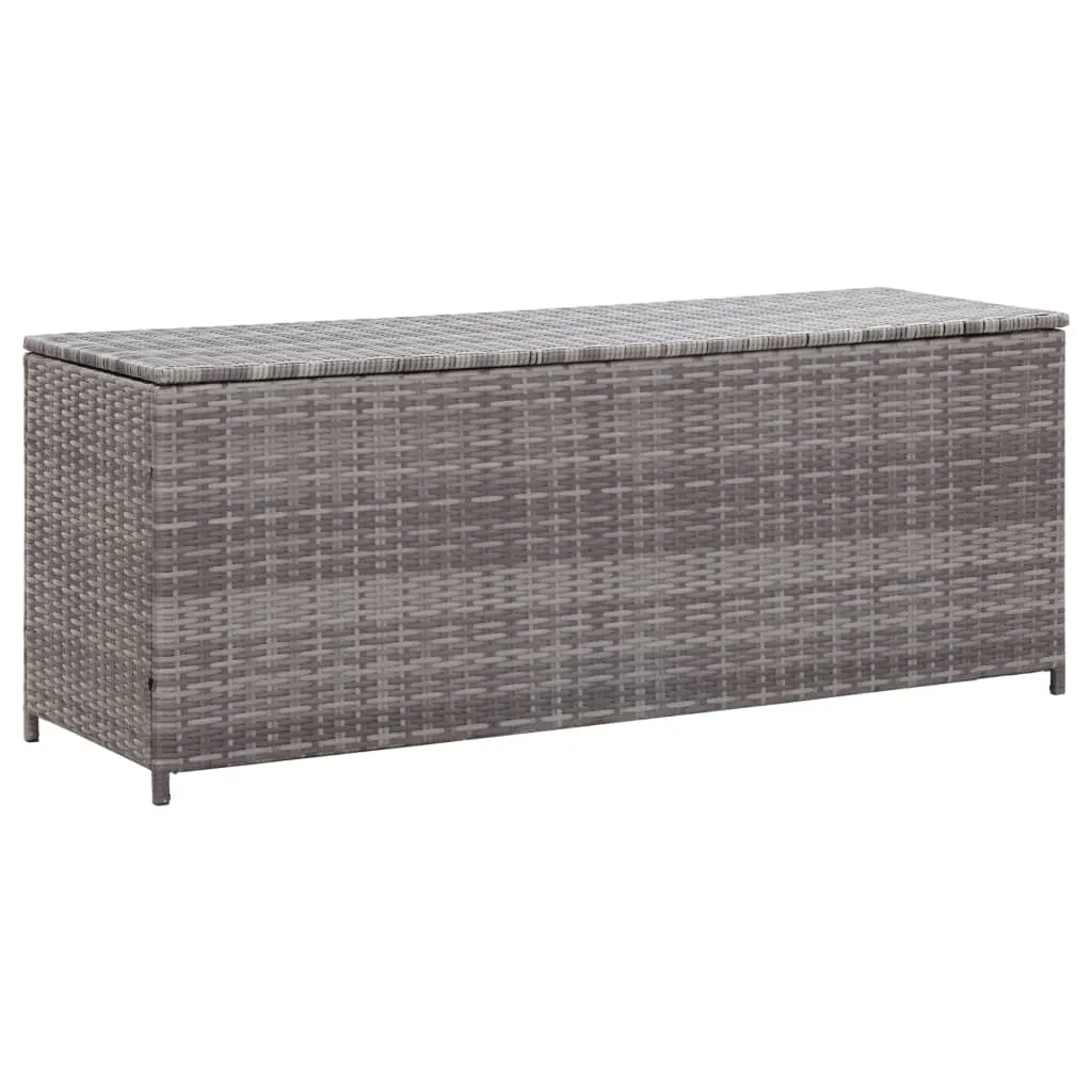 Garden Storage Box Poly Rattan Container Home Organizer Gray/Brown