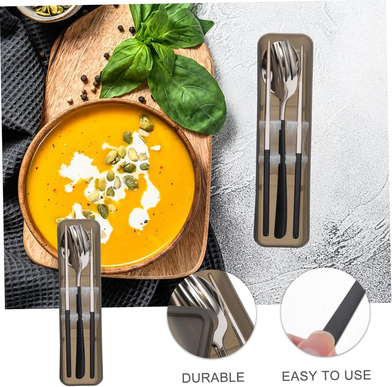 Garneck Travel Silverware Set Lunch Box Utensils Set Portable Silverware Case Fork and Spoon Set for Lunch Box