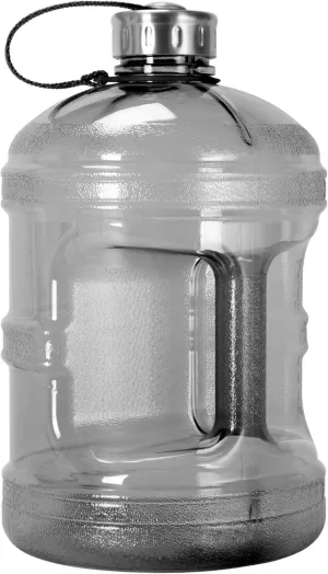 Geo Sports Bottles 1 Gallon BPA Free Reusable Leakproof Sports Water Bottle Jug with Handle Includes 48mm Stainless Steel Lid (Black)