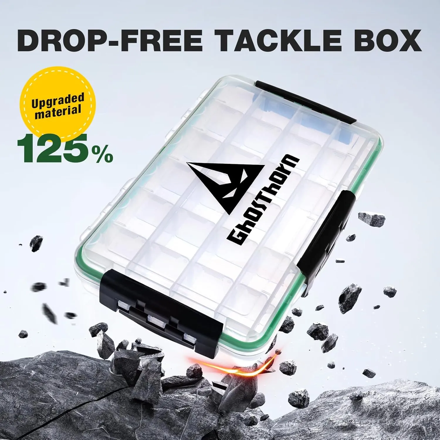 Ghosthorn Fishing Tackle Box, Waterproof 3600 and 3700 Tackle Trays, Plastic Tackle Box Organizer with Removable Dividers Storage Lure Box for Lures 1 and 4 Pack