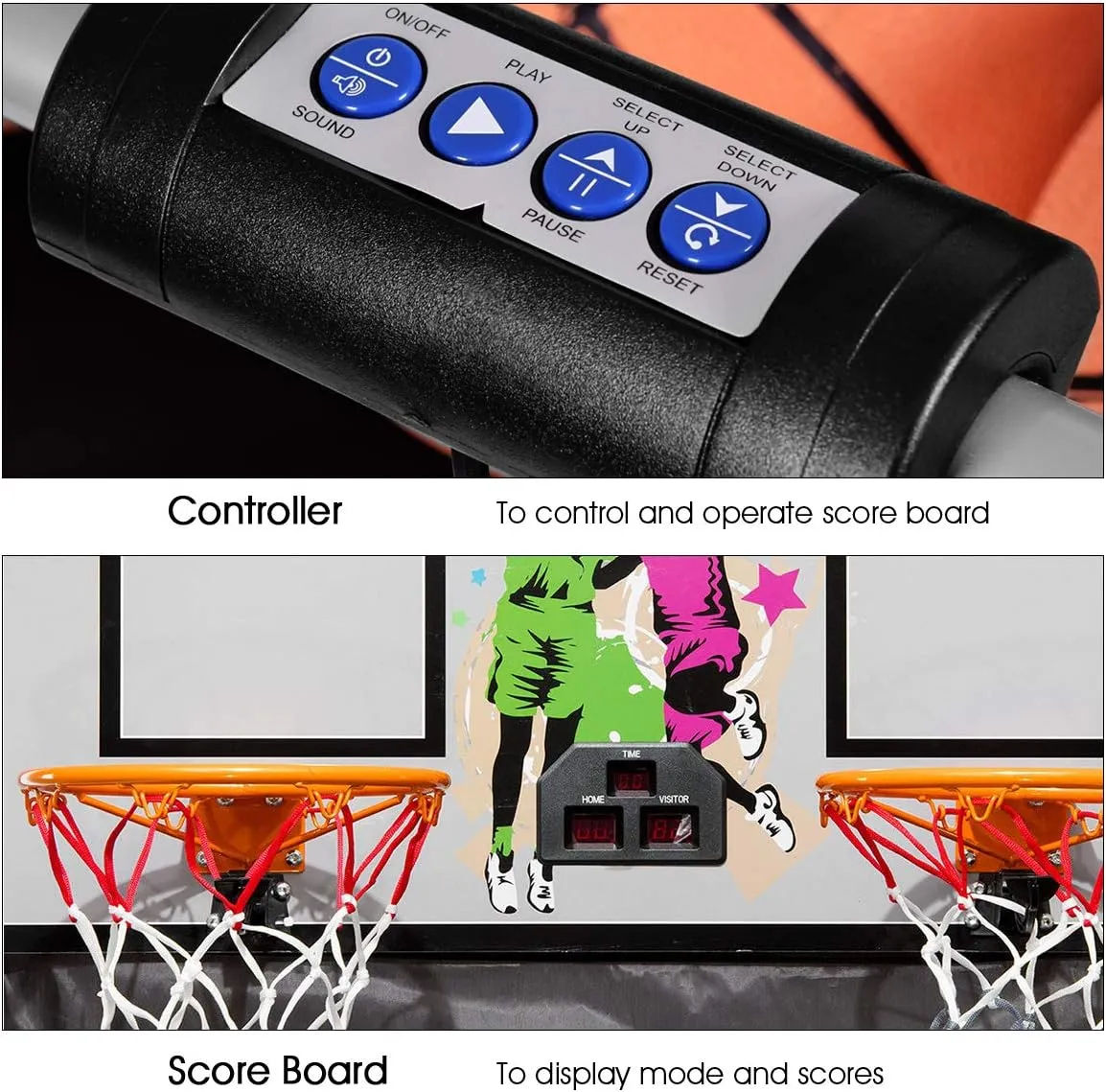 Giantex Foldable Basketball Arcade Game, 8 Game Options, Electronic Double Shot 2 Player w/ 4 Balls and LED Scoring System, Indoor Basketball Game for Kids, Adults