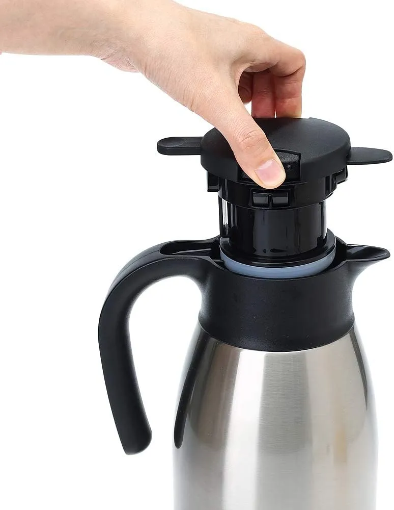 GiNT 64Oz Thermal Coffee Carafe, Insulated Stainless Steel Coffee Carafes for Keeping Hot/Double Walled Vacuum Thermal Carafe (Silver, 1.9L)