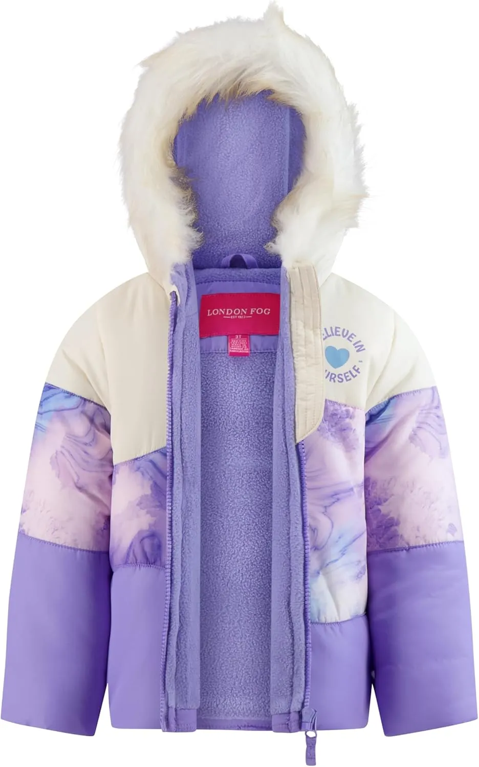 GIRLS ZIP-FRONT COLOR BLOCK JACKET AND OVERALL SNOW PANT