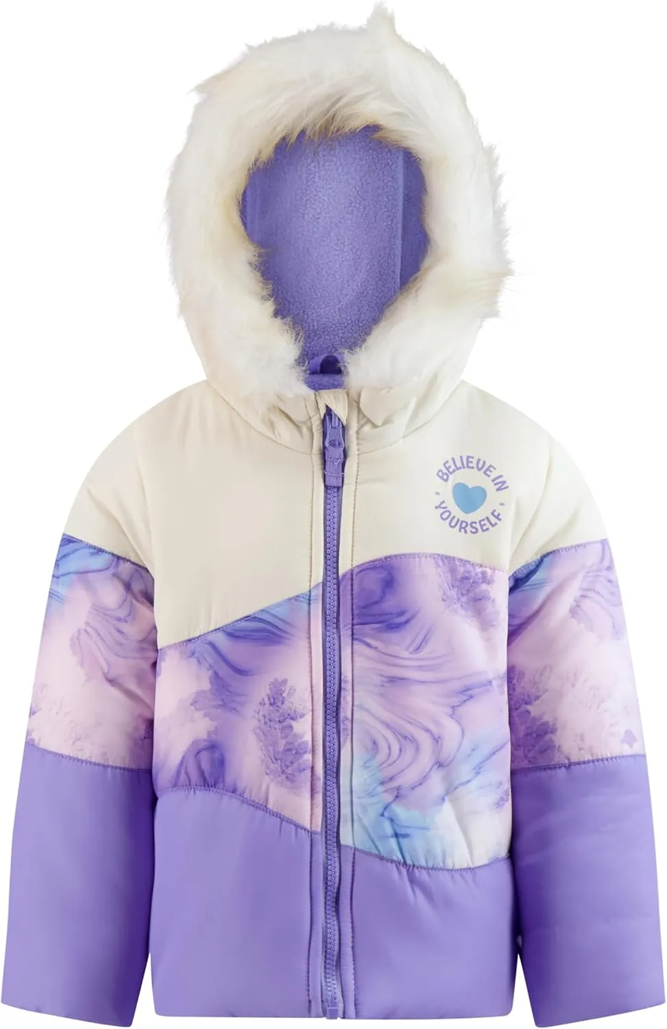 GIRLS ZIP-FRONT COLOR BLOCK JACKET AND OVERALL SNOW PANT