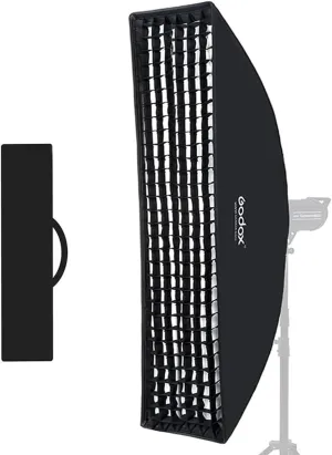 Godox Softbox Bowens Mount FW30x120CM 12"x47" Honeycomb Grid Strip - Portable and Versatile Lighting Solution for Studio Flash - Perfect for Portrait and Product Photography