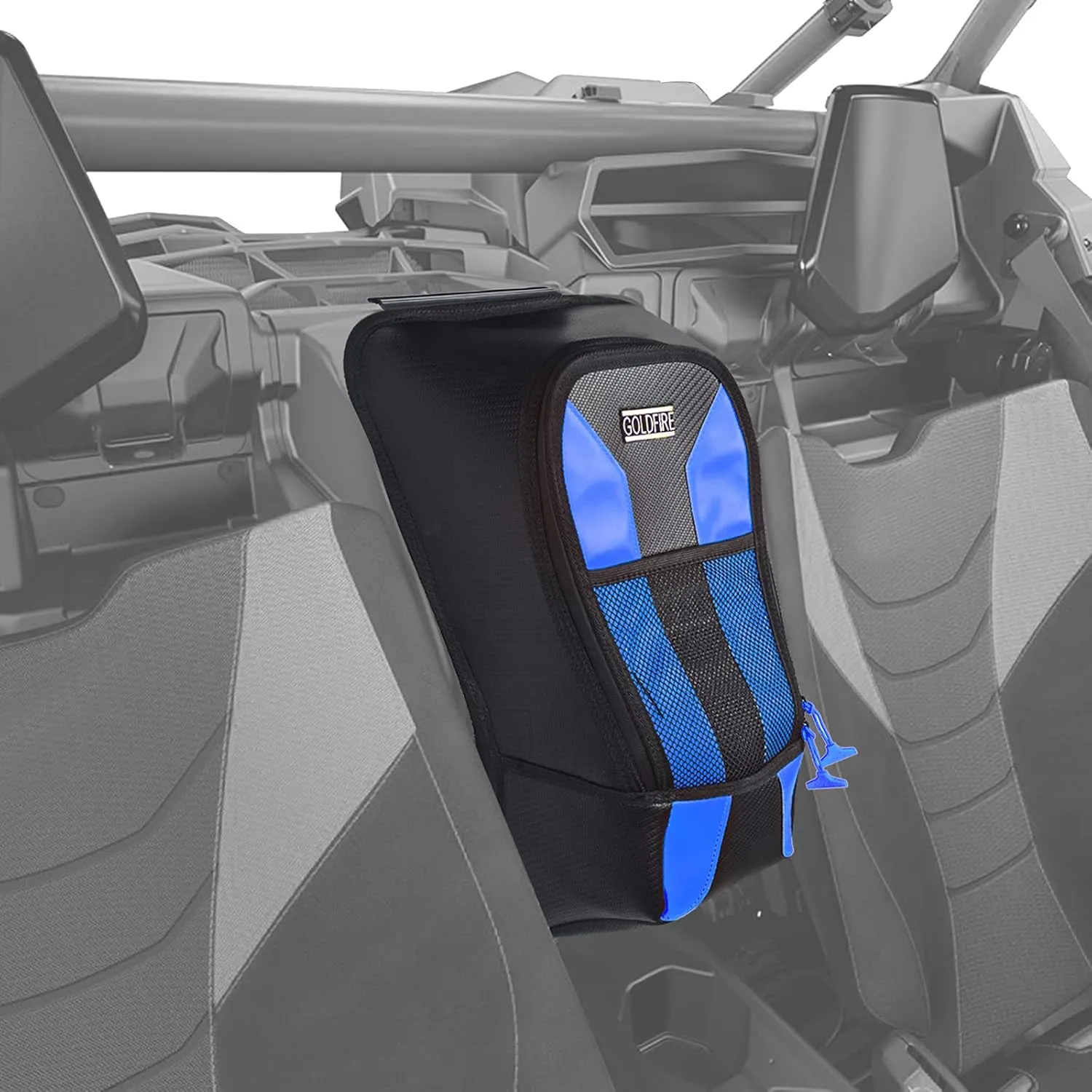 Goldfire Maverick X3 Storage Tool Bag Accessories Center Between Seat Storage Gear Bag Center Shoulder Console Organizer Box Fit For Can Am Maverick X3, Maverick X3 MAX, (OEM #715004277) (Blue)