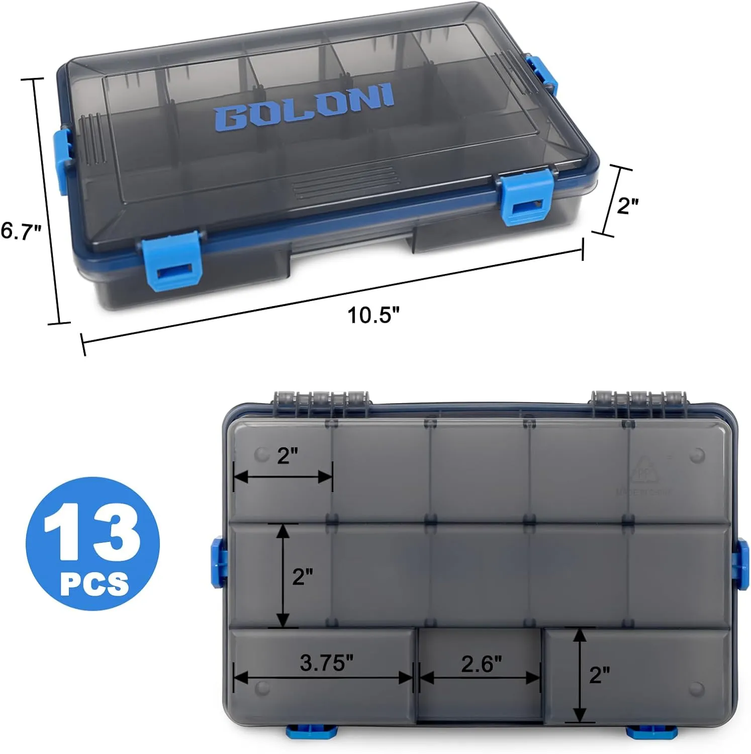 Goloni 3600 Tackle Box Waterproof,Fishing Gifts for Men,Plastic Organizer Box with Adjustable Dividers 4 Packs