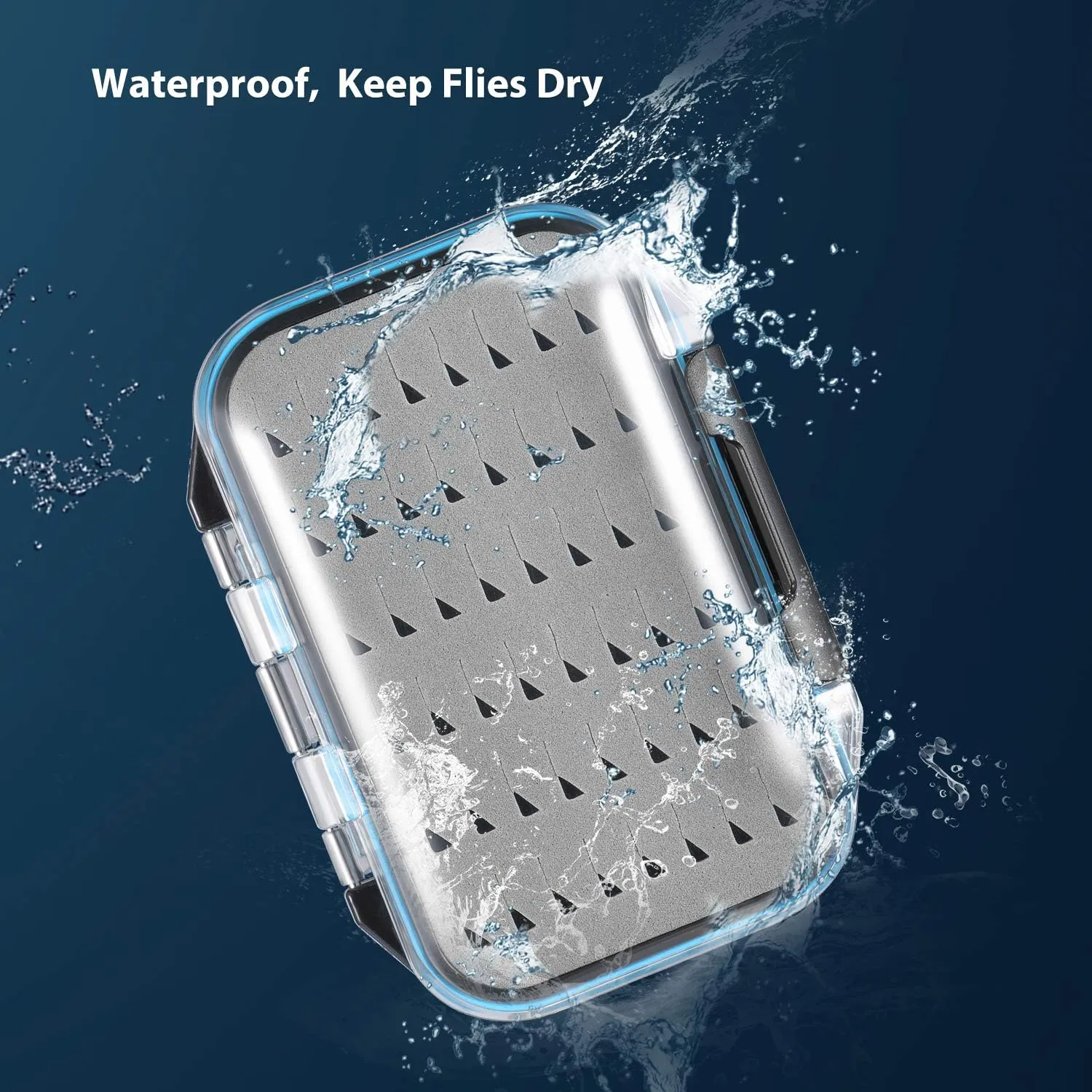 Gonex Fly Boxes for Fly Fishing Jig Boxes Two-Sided Waterproof Lightweight Fly Fishing Box Easy Grip Transparent Lid Fly Fishing Lures Box Sizes A B C, Grey