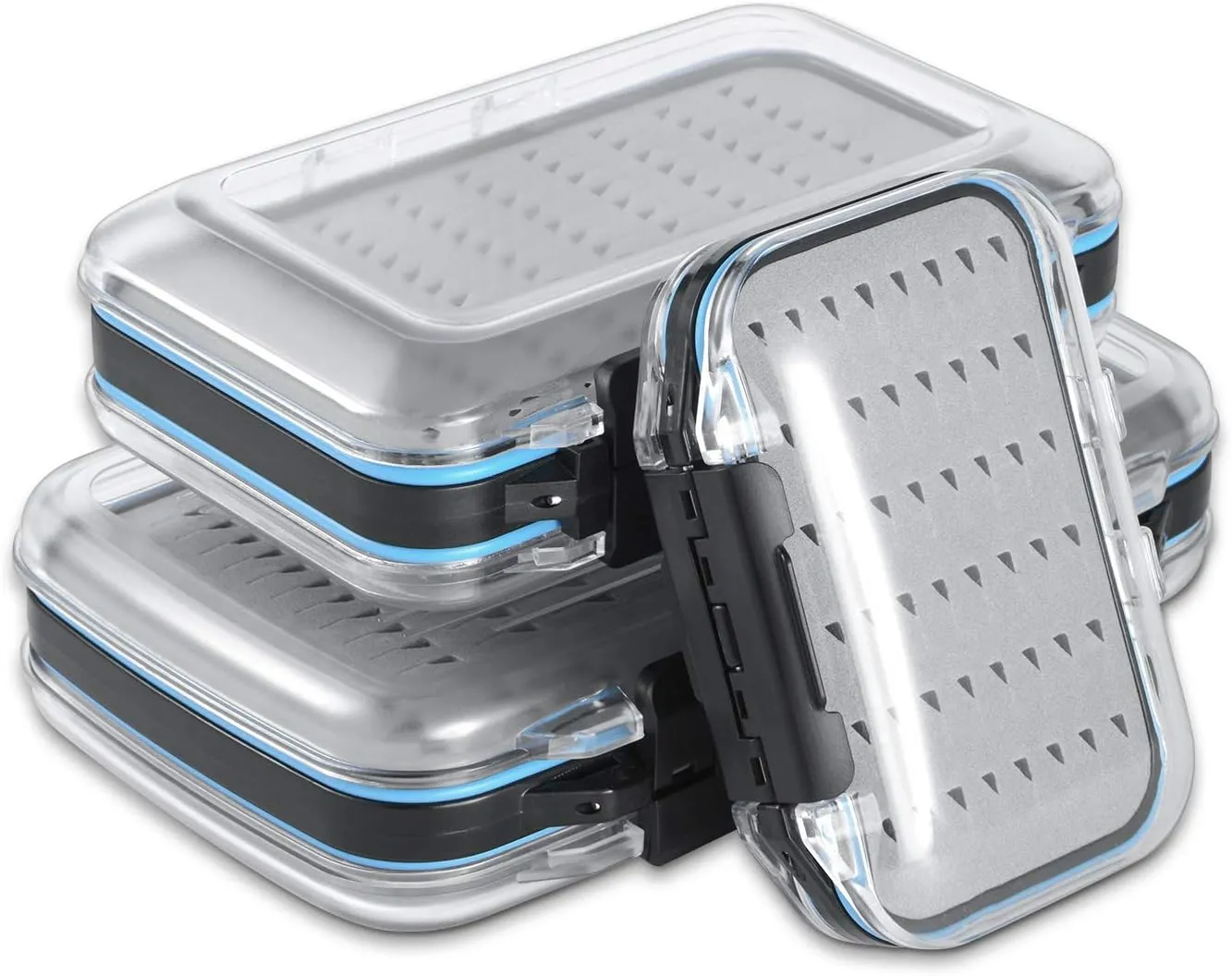 Gonex Fly Boxes for Fly Fishing Jig Boxes Two-Sided Waterproof Lightweight Fly Fishing Box Easy Grip Transparent Lid Fly Fishing Lures Box Sizes A B C, Grey