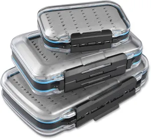 Gonex Fly Boxes for Fly Fishing Jig Boxes Two-Sided Waterproof Lightweight Fly Fishing Box Easy Grip Transparent Lid Fly Fishing Lures Box Sizes A B C, Grey