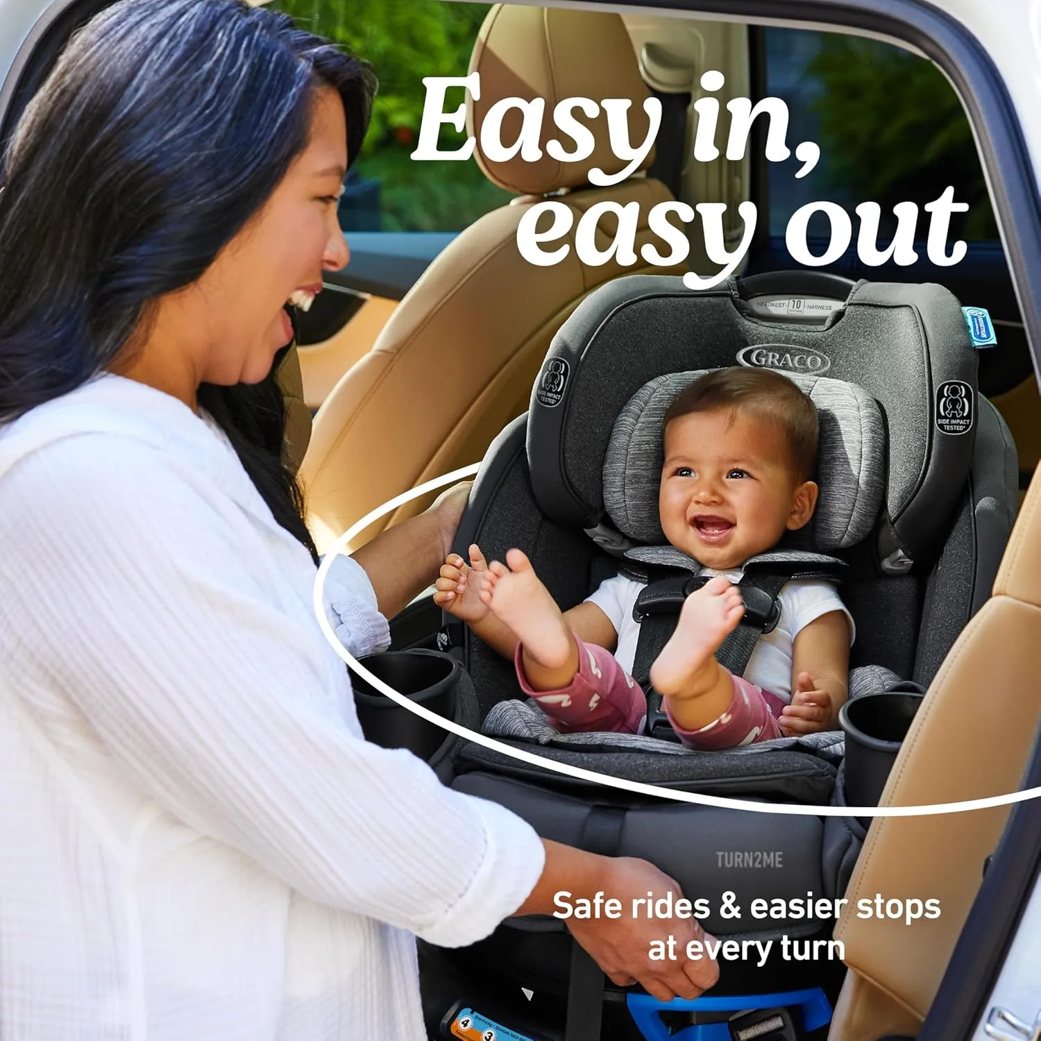 Graco Turn2Me 3-in-1 Convertible Car Seat, Rotating Seat feature, with Rear-Facing, Forward-Facing and Highback Booster options in Cambridge
