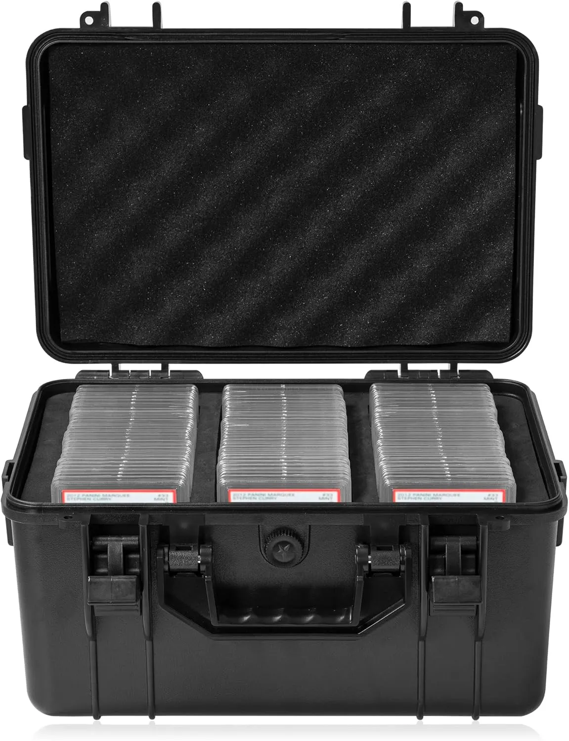 Graded Card Case, Trading Card Storage Box, Waterproof Card Slab Carrying Case for 80  PSA, CSG, BGS, SGC Sports Trading Cards with 7 EVA Foam