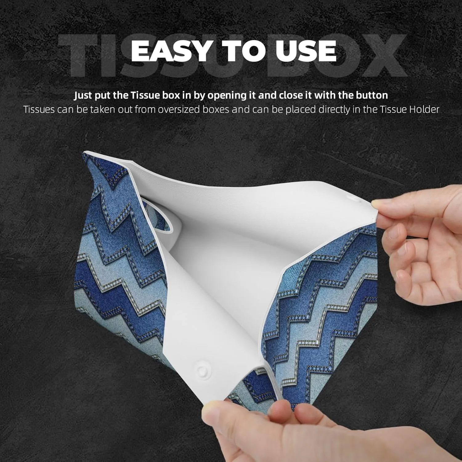Gradient Blue Denim Tissue Box Cover 7.9X4.9X4.5'' Long Tissue Cube Box Organizer for Bathroom Vanity Countertop Office