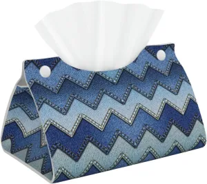Gradient Blue Denim Tissue Box Cover 7.9X4.9X4.5'' Long Tissue Cube Box Organizer for Bathroom Vanity Countertop Office