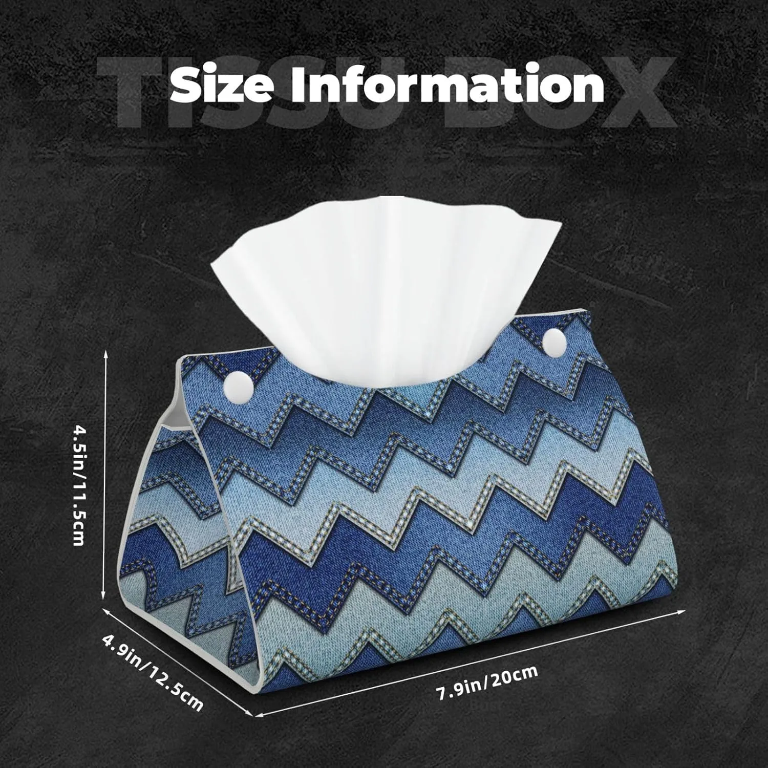 Gradient Blue Denim Tissue Box Cover 7.9X4.9X4.5'' Long Tissue Cube Box Organizer for Bathroom Vanity Countertop Office