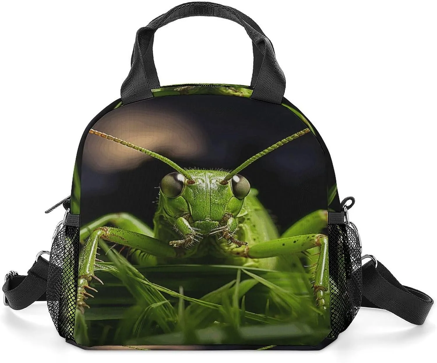 Grasshopper on Grass Lunch Bag Personalized Lunch Box Reusable Tote Hand Bag for Adult Office Work Picnic Beach Or Travel