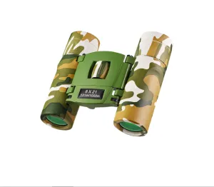 Greenish White Mini Pocket Binoculars - 8x21 High Power Colorful Binoculars for Kids