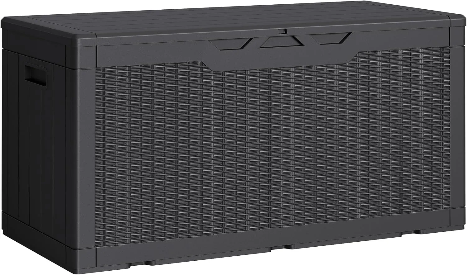 Greesum 100 Gallon Resin Deck Box Lockable Large Outdoor Storage Boxes for Garden Tools, Patio Furniture Cushions, Pool Supplies, Black