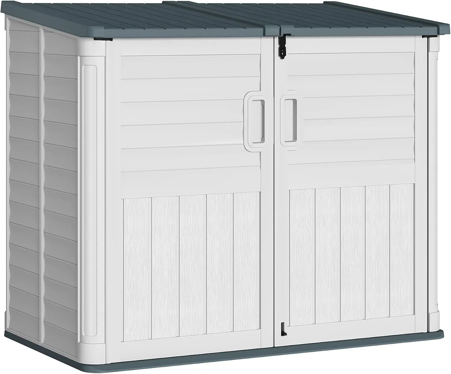 Greesum Outdoor Resin Storage Shed, 34 Cu.ft Horizontal Outdoor Storage Box Waterproof for Garden, Pool Storage, Garbage Cans, Beige