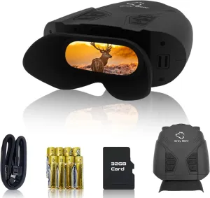 Grey Bear Night Vision Goggles Pro 2, 6X Magnification Infrared Night Vision Binoculars for Adults, with Large Screen, 32GB Card to Save Photo and Video for Hunting, Camping & Security (NVB-200F)