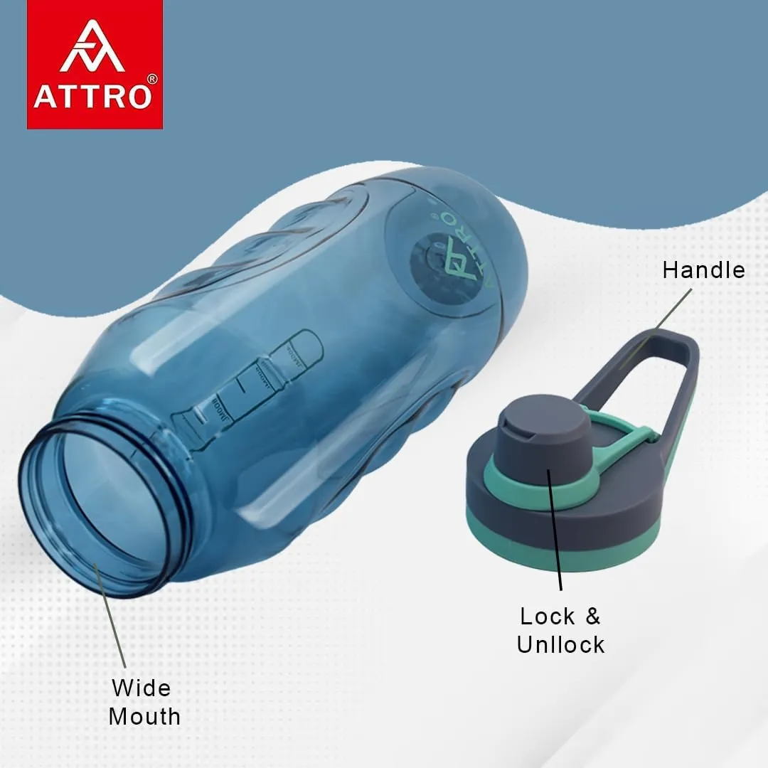 Gripstar Sports 1500ml Water Bottle with Easy to Carry Grip Handle BPA Free Food Grade Leak Proof Ideal for Gym Workout, School, Office & Outdoor - Blue