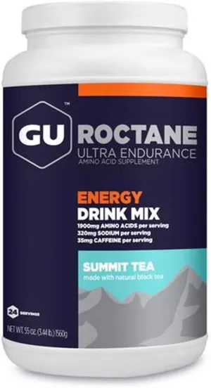 GU Energy Roctane Ultra Endurance Energy Drink Mix, Vegan, Gluten-Free, Kosher, 35mg of Caffeine, and Dairy-Free n-the-Go Energy for Any Workout, 3.44-Pound Jar, Summit Tea