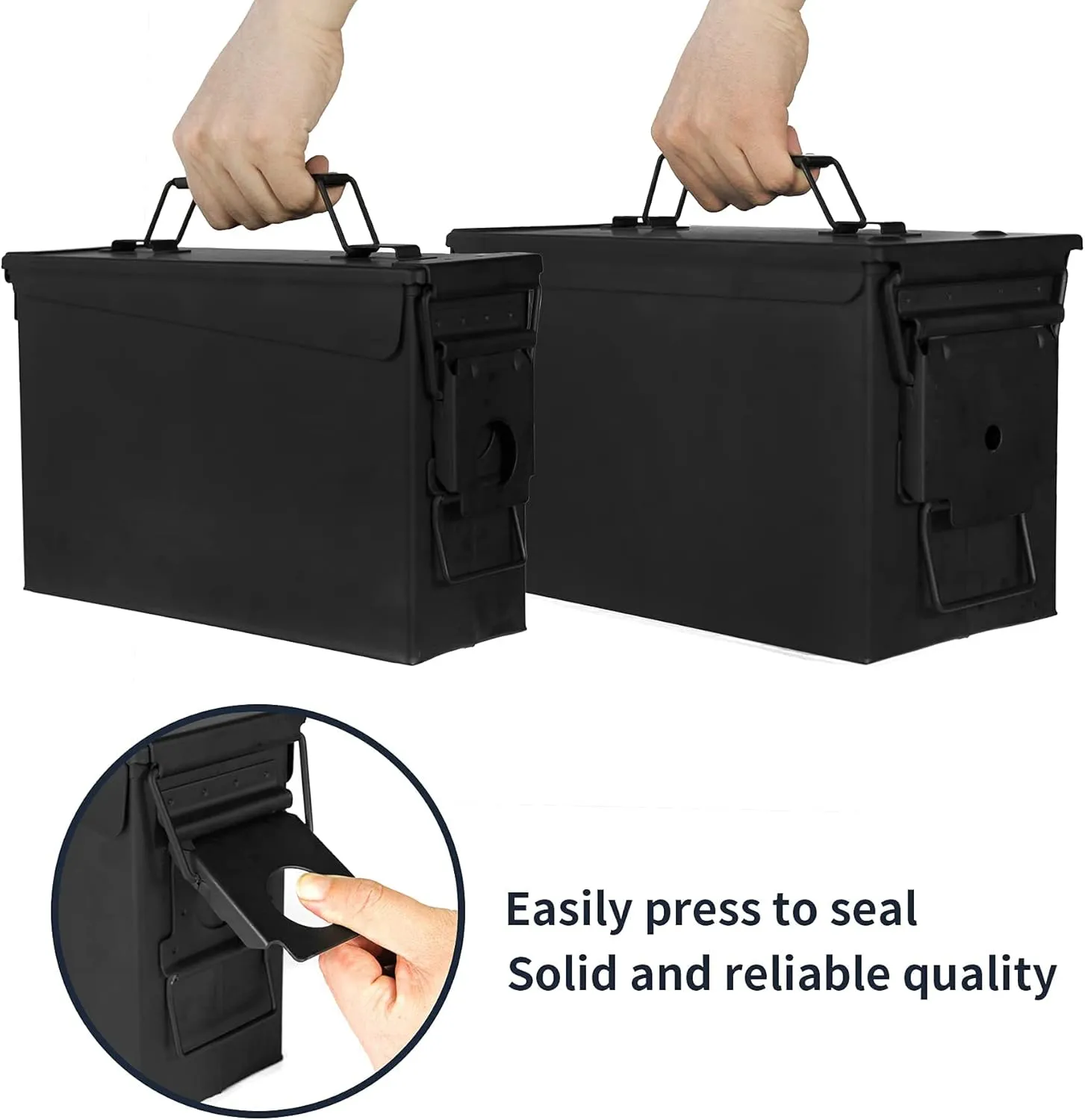 GUGULUZA Metal Ammo Can 30/50 Cal, Lockable Bullet Storage Case, Waterproof & Airtight Containers Box with Flip Top for Long-Term Storage Shotgun, Rifles, Pistols Ammunition