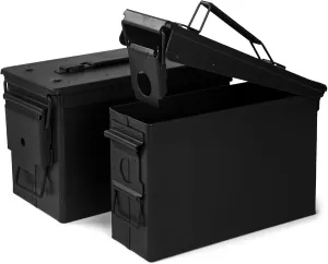 GUGULUZA Metal Ammo Can 30/50 Cal, Lockable Bullet Storage Case, Waterproof & Airtight Containers Box with Flip Top for Long-Term Storage Shotgun, Rifles, Pistols Ammunition