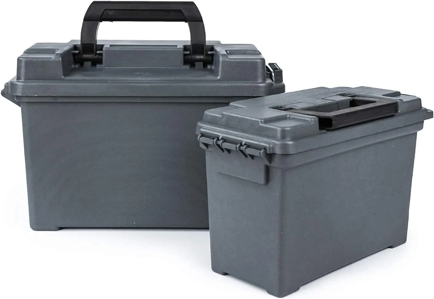 GUGULUZA Plastic Ammo Cans, 2-Pack Lockable Waterproof Storage Containers, Field Boxes with Handle for Hunting Gear, Shooting Supplies, Stackable Dust Resistant Ammo Case