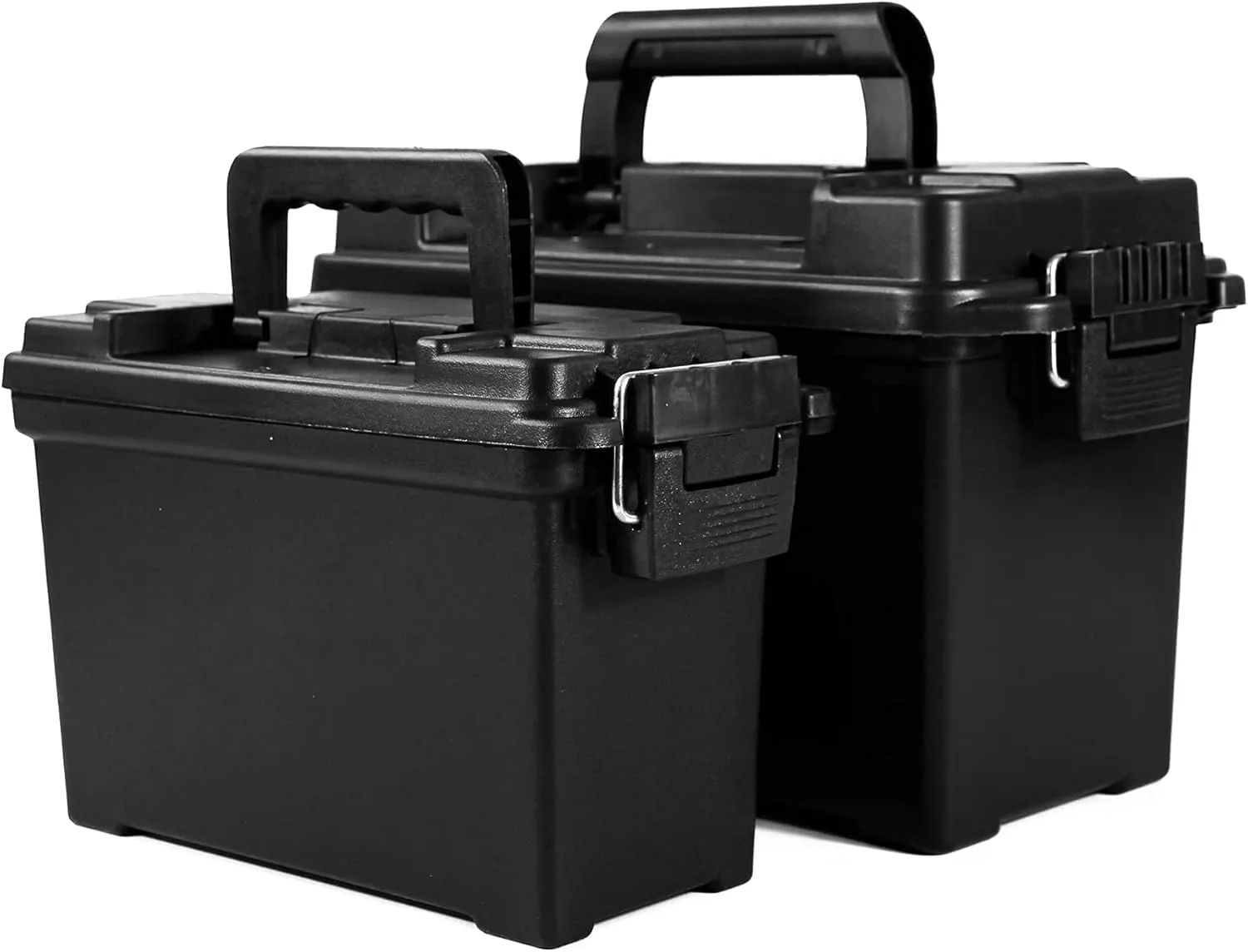 GUGULUZA Plastic Ammo Cans, 2-Pack Lockable Waterproof Storage Containers, Field Boxes with Handle for Hunting Gear, Shooting Supplies, Stackable Dust Resistant Ammo Case