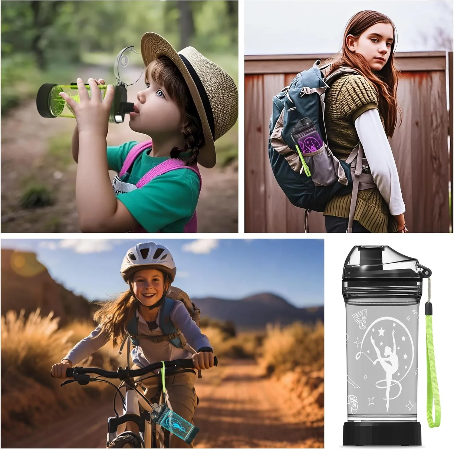 Gymnastics Gifts for Girls, Light Up Kids Water Bottle,Gymnastics Accessories for Girls Sport Cup with 3D Glowing LED Light - 14 OZ Tritan BPA-Free - Gifts for School, Camping, and Holidays