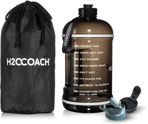 H2OCOACH 1 Gallon Sports Water Bottle with Time Marker | Motivational 3.79 Liters, Reusable BPA Free Jug (128 oz)