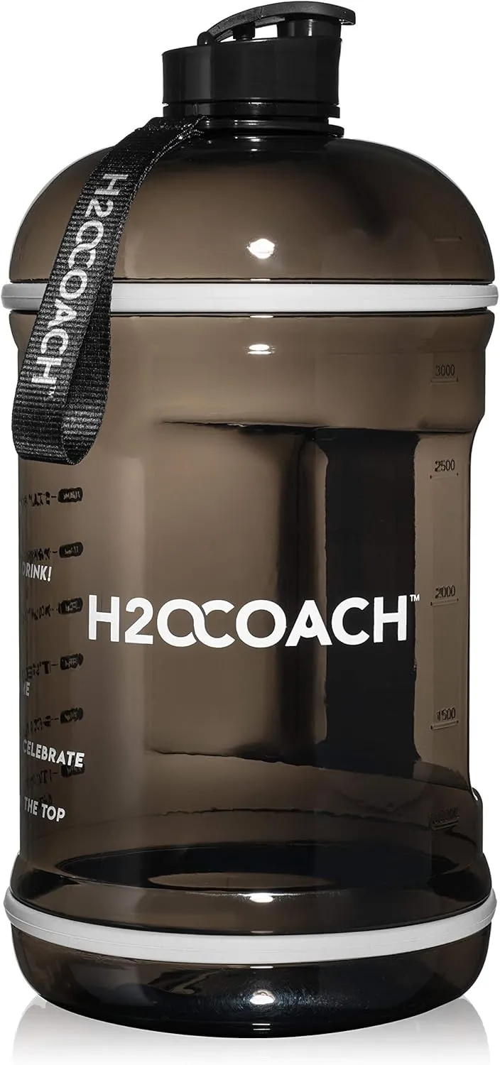 H2OCOACH 1 Gallon Sports Water Bottle with Time Marker | Motivational 3.79 Liters, Reusable BPA Free Jug (128 oz)