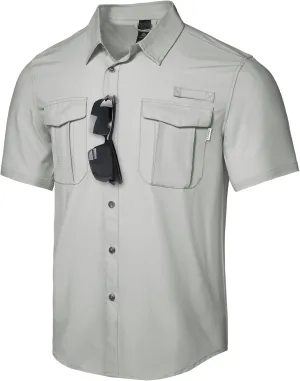 Haimont Men's Sun Protection Shirt Water Resistant Short Sleeve Button Down Shirt Quick Dry Cooling for Hiking Fishing