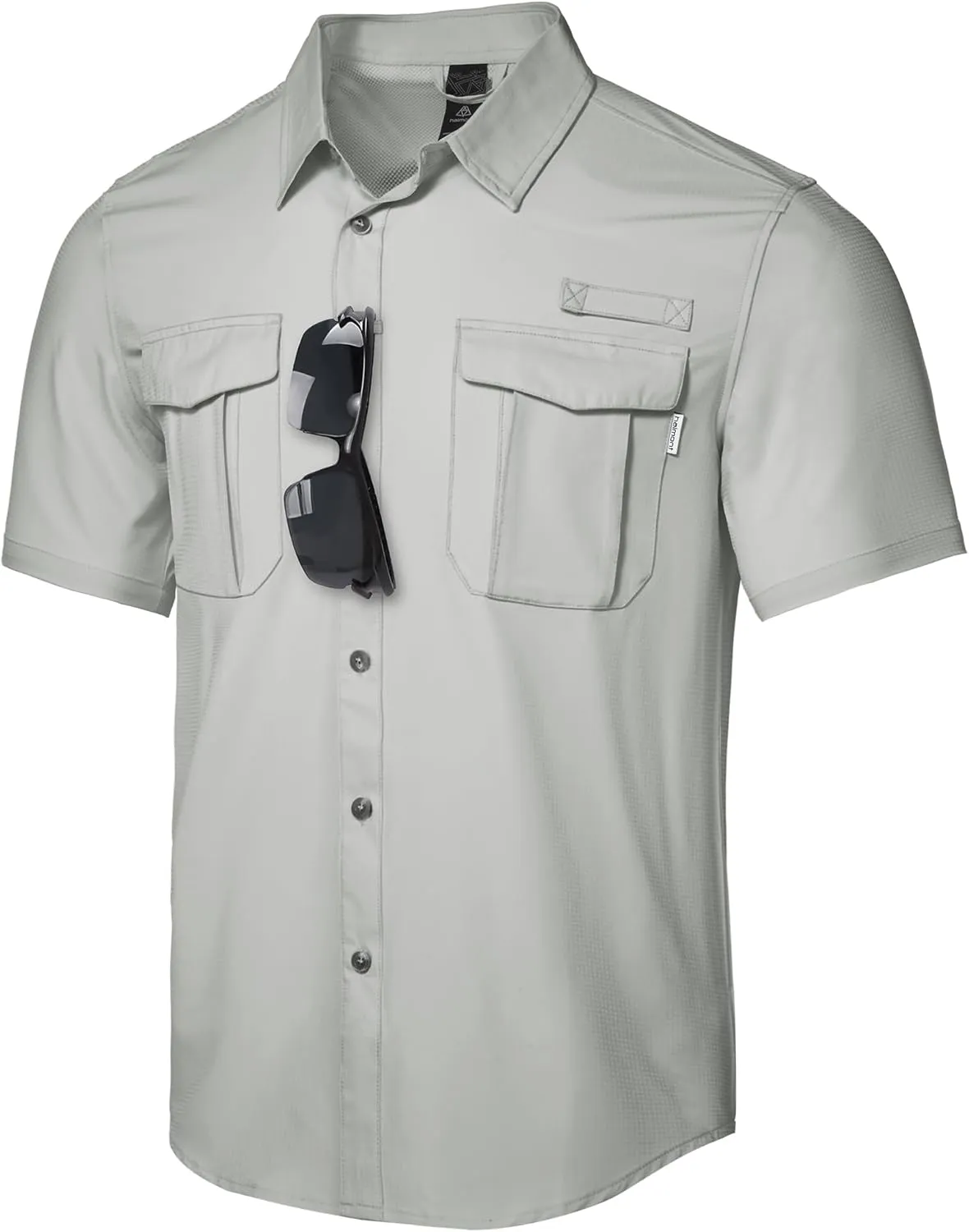Haimont Men's Sun Protection Shirt Water Resistant Short Sleeve Button Down Shirt Quick Dry Cooling for Hiking Fishing