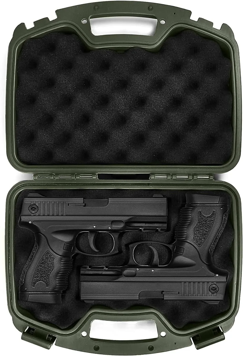 Hard Pistol Case with Foam,Lockable Waterproof Portable 2 Handguns Magazine Storage Box for Outdoor Shooting Hunting Range