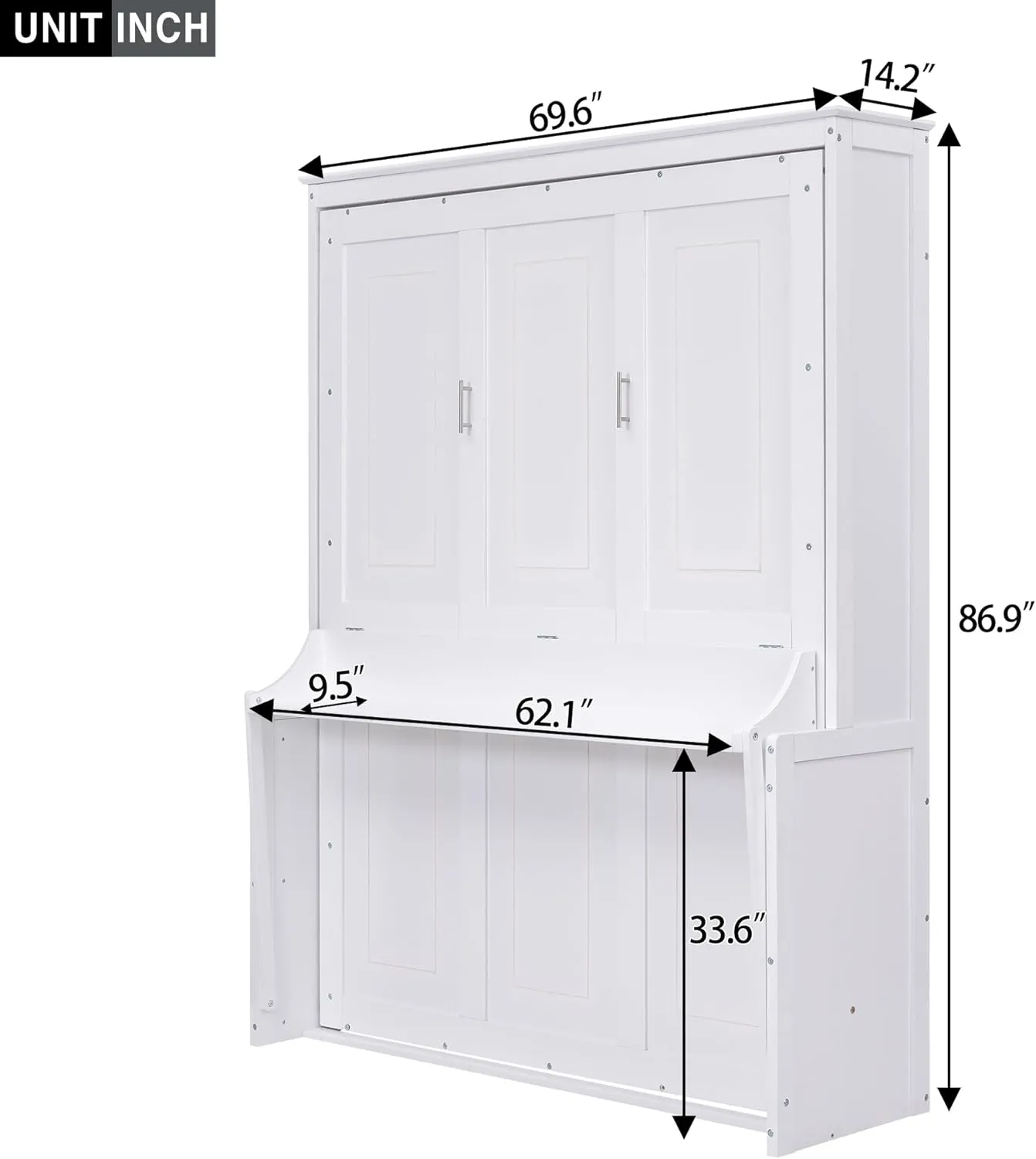 Harper & Bright Designs Queen Size Murphy Bed with a Storage Shelf, Space-Saving Wall Bed for Multipurpose Guest Room or Home Office - White