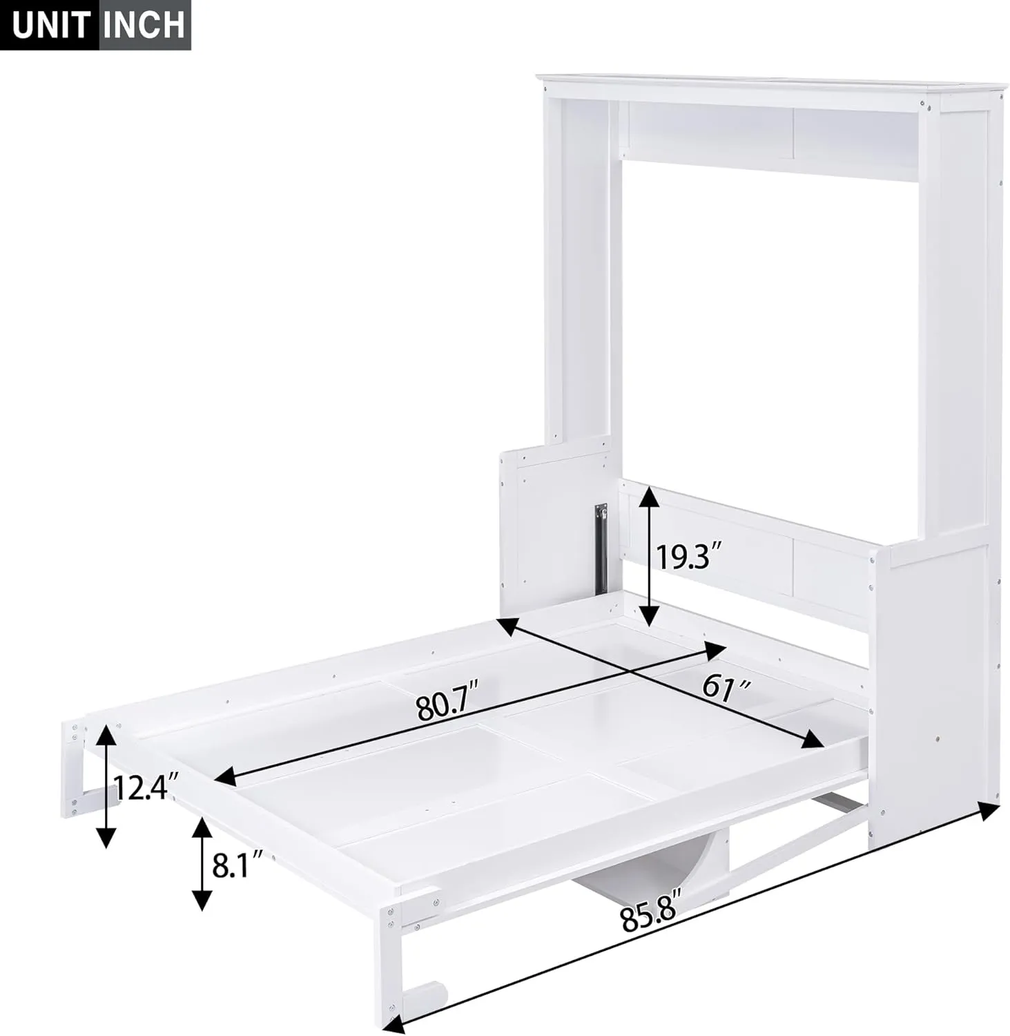 Harper & Bright Designs Queen Size Murphy Bed with a Storage Shelf, Space-Saving Wall Bed for Multipurpose Guest Room or Home Office - White