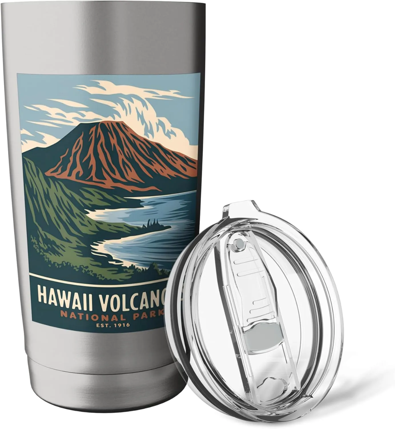 Hawaii Volcanoes National Park Vintage Camping Men Women Stainless Steel Insulated Tumbler
