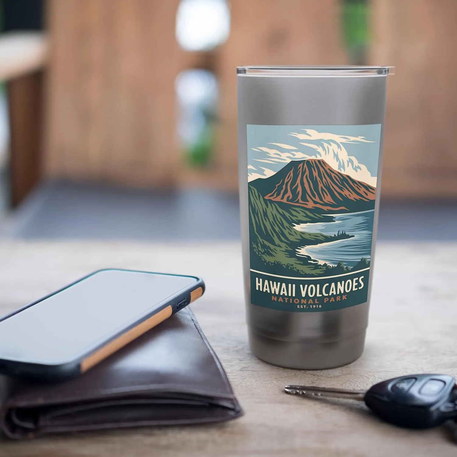 Hawaii Volcanoes National Park Vintage Camping Men Women Stainless Steel Insulated Tumbler