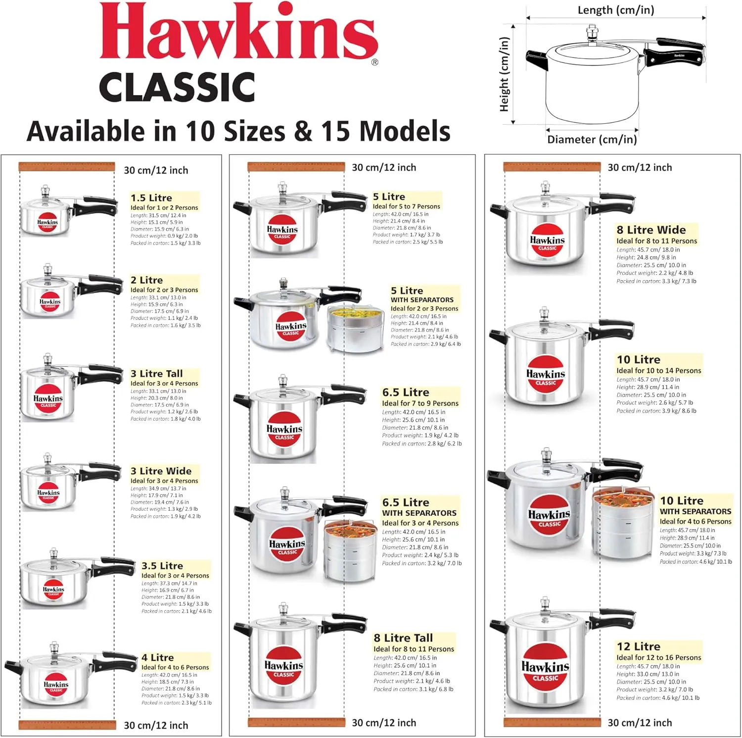Hawkins Aluminium 1.5 Litre Classic Pressure Cooker,Best Inner Lid Cooker,Small Cooker,Silver(Cl15)