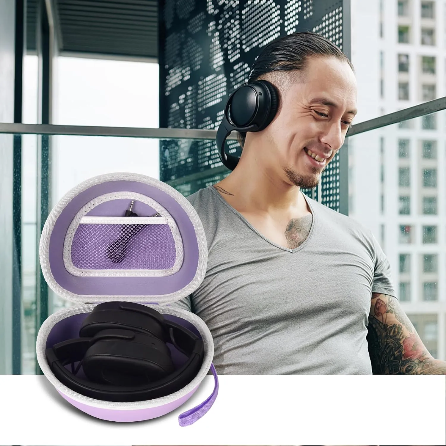Headphone Case for Skullcandy Crusher/Hesh/Evo Wireless Over-Ear Bluetooth Earphones, for Beats Studio Pro/ 3/Solo 4/3/2 Headphones and More Noise Cancelling Foldable Headset - Hard Box Only - Purple