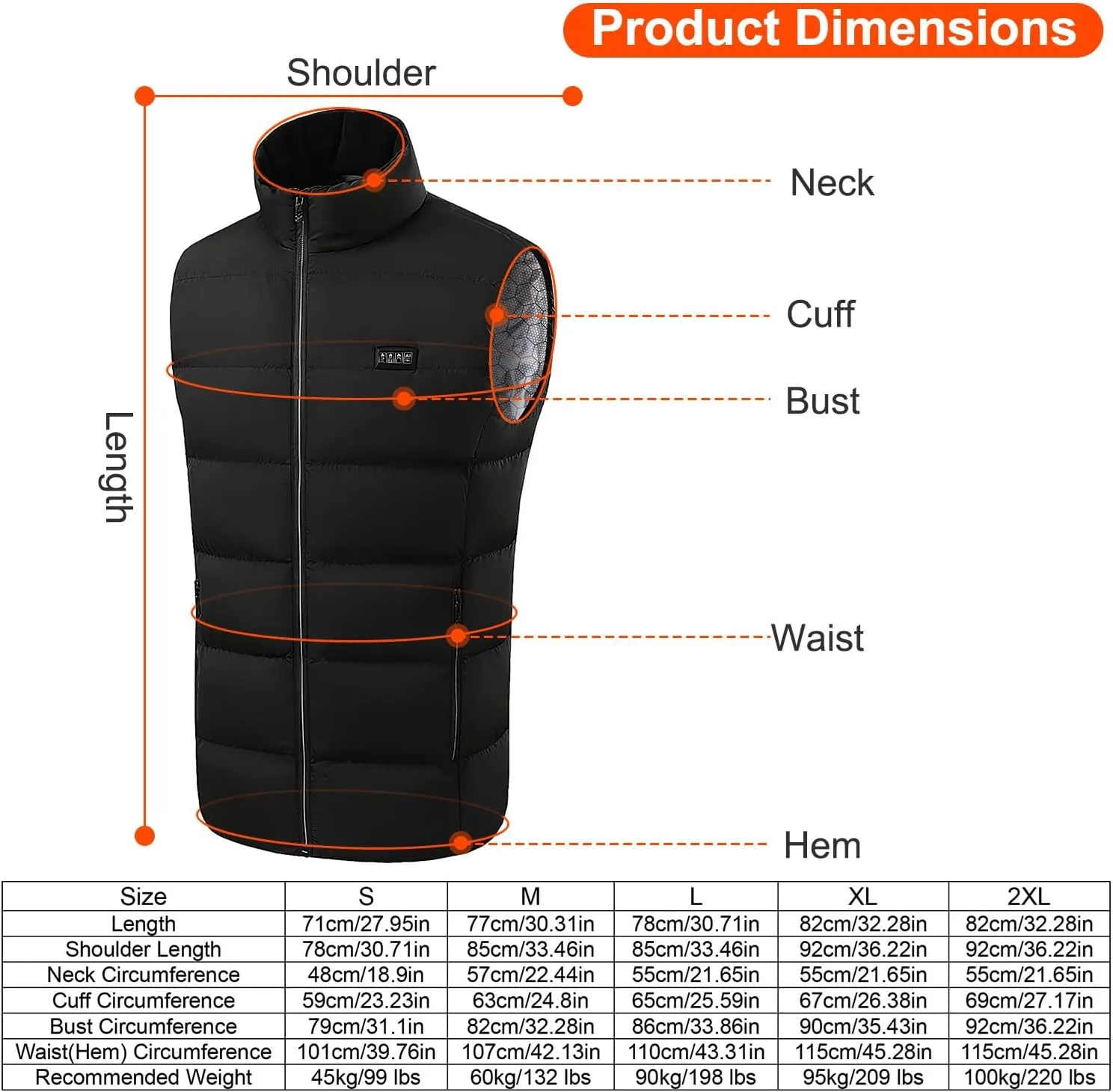 Heated Vest for Men & Women - 23 Heating Zones 3 Heat Levels USB Powered Heated Jackets for Men
