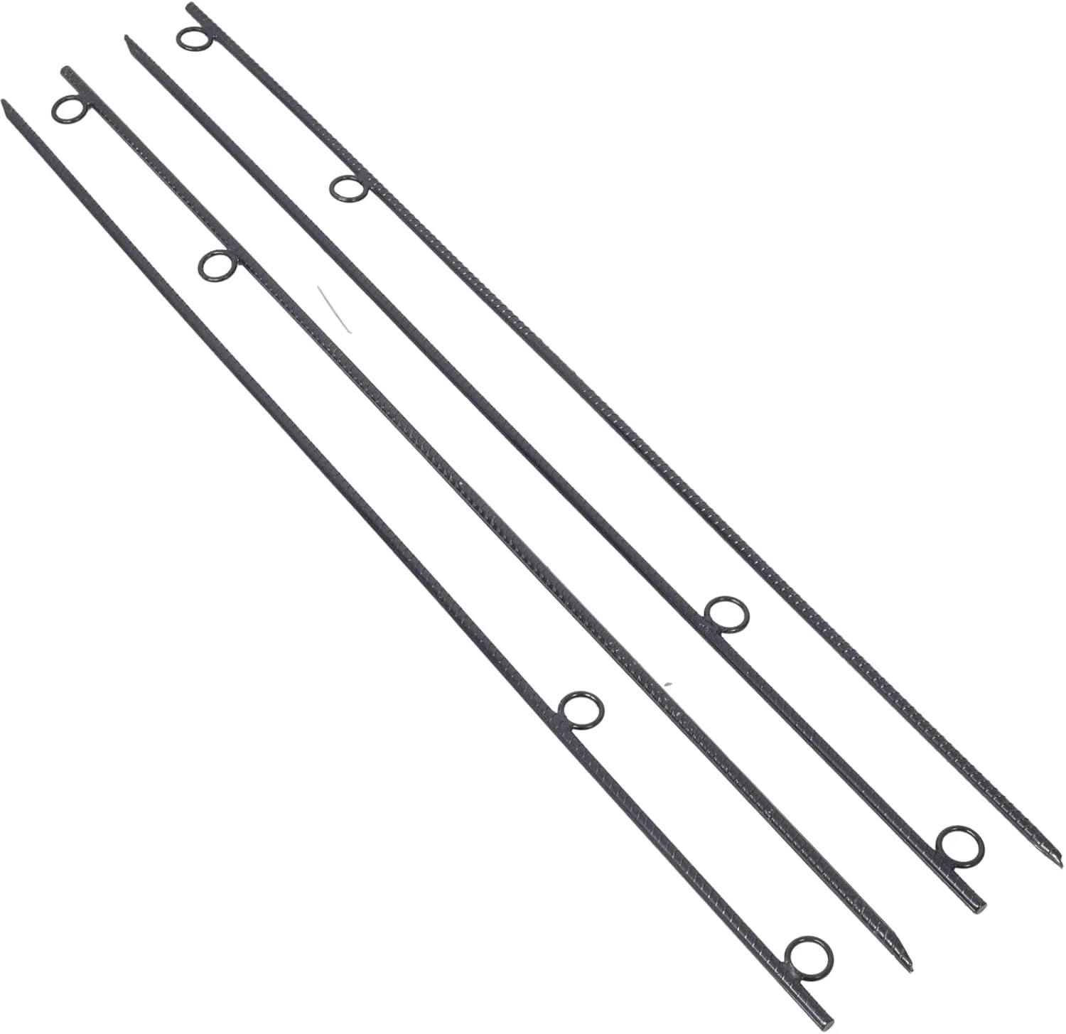 Heavy Duty Steel Rebar Stakes with Loop, 55.5 Inch Length, 5/8 Inch Diameter, 4 Pack for Tents and Canopies, Durable Black Finish