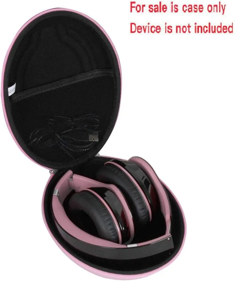 Hetmitshell Hard EVA Travel Case Fits Mpow 059 Bluetooth Headphones Over Ear Hi-Fi Stereo Wireless Headset Foldable Soft Memory-Protein Earmuffs (Pink)