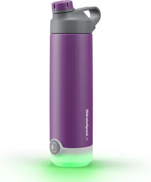 Hidrate Spark TAP Smart Water Bottle – Insulated Stainless Steel – Tap Phone to Track Water Intake, LED Glow Reminder When You Need to Drink – Chug Lid or Straw Lid, 20 oz (Chug, Wildberry)