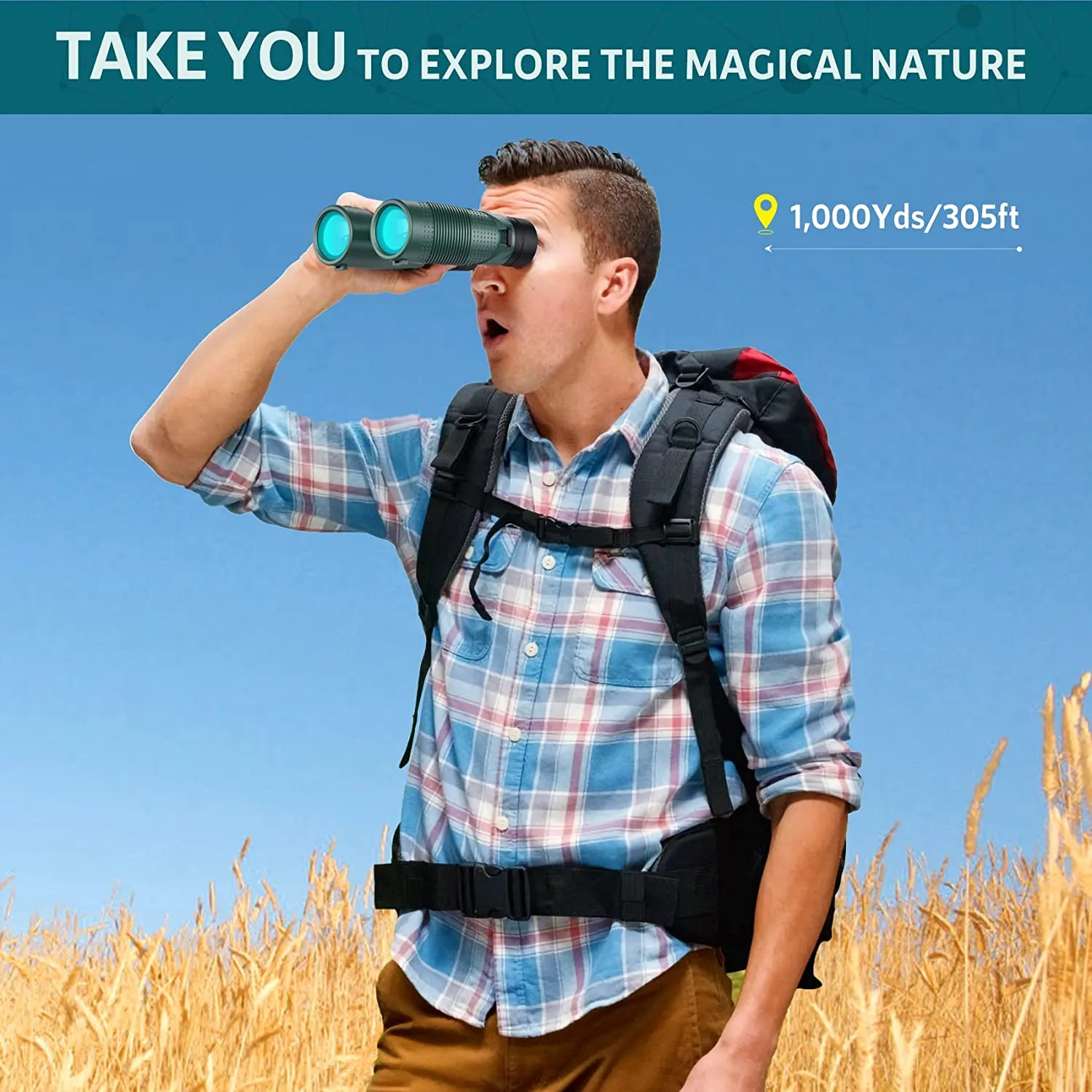 High Power Binoculars with BaK4 prisms, IPX7 Waterproof with Phone Adapter
