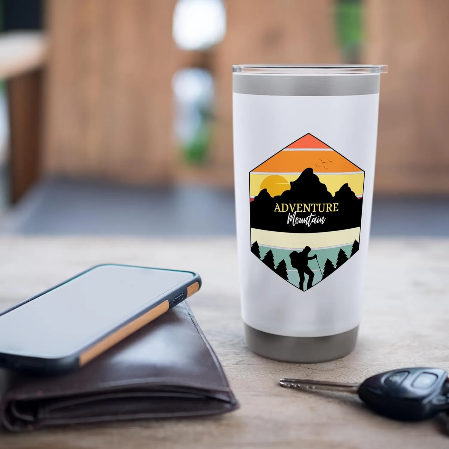 Hiking Outdoors Mountains Climbing Adventures Forest Explore Stainless Steel Insulated Tumbler